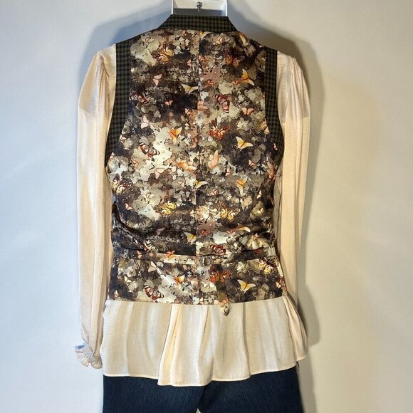 Paisley & Gray SZ M Unisex Plaid Vest Printed Back Menswear Cottage Prairie Tim - Picture 4 of 13